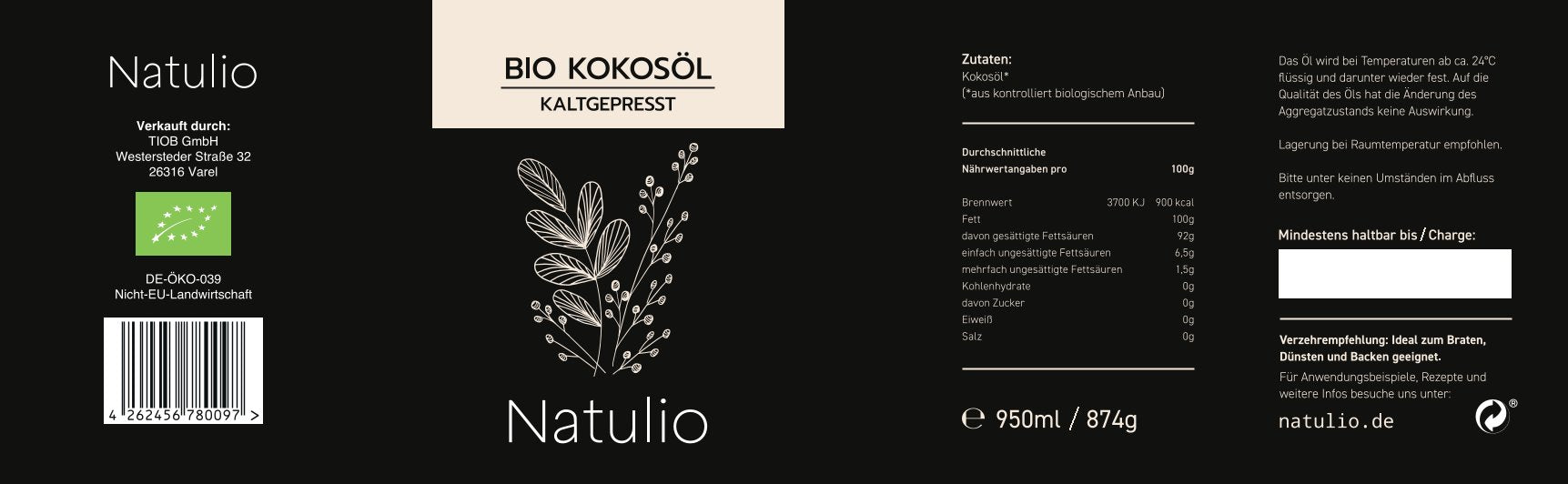Bio Kokosöl kaltgepresst und nativ