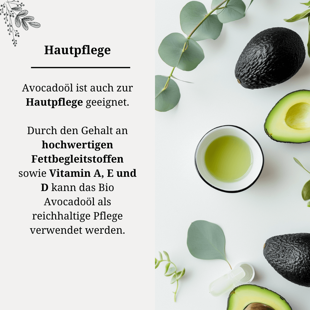 Avocadoöl Bio kaltgepresst zur Hautpflege geeignet