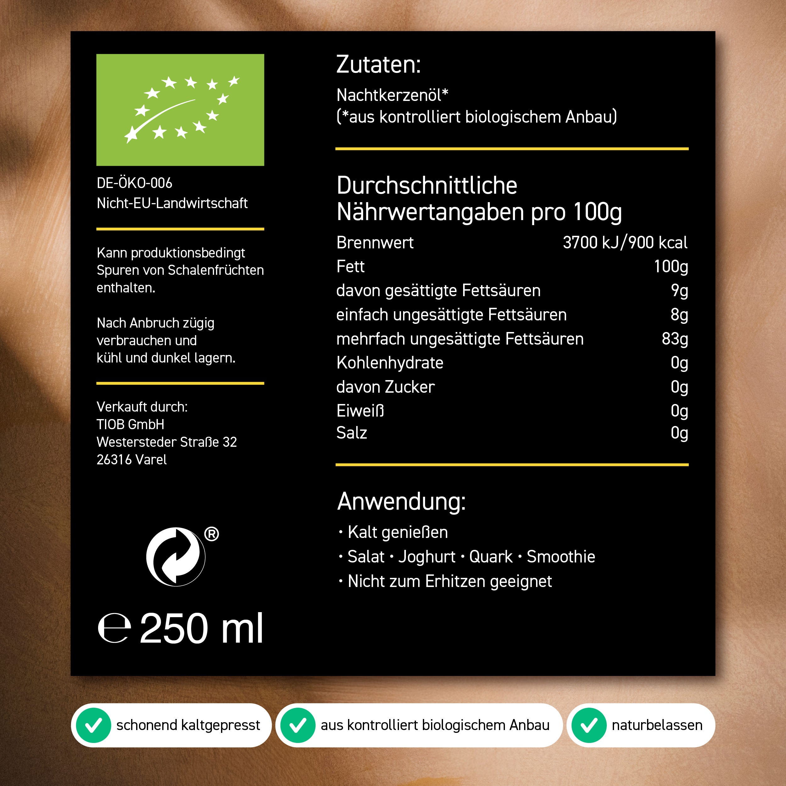 Bio Nachtkerzenöl kaltgepresst