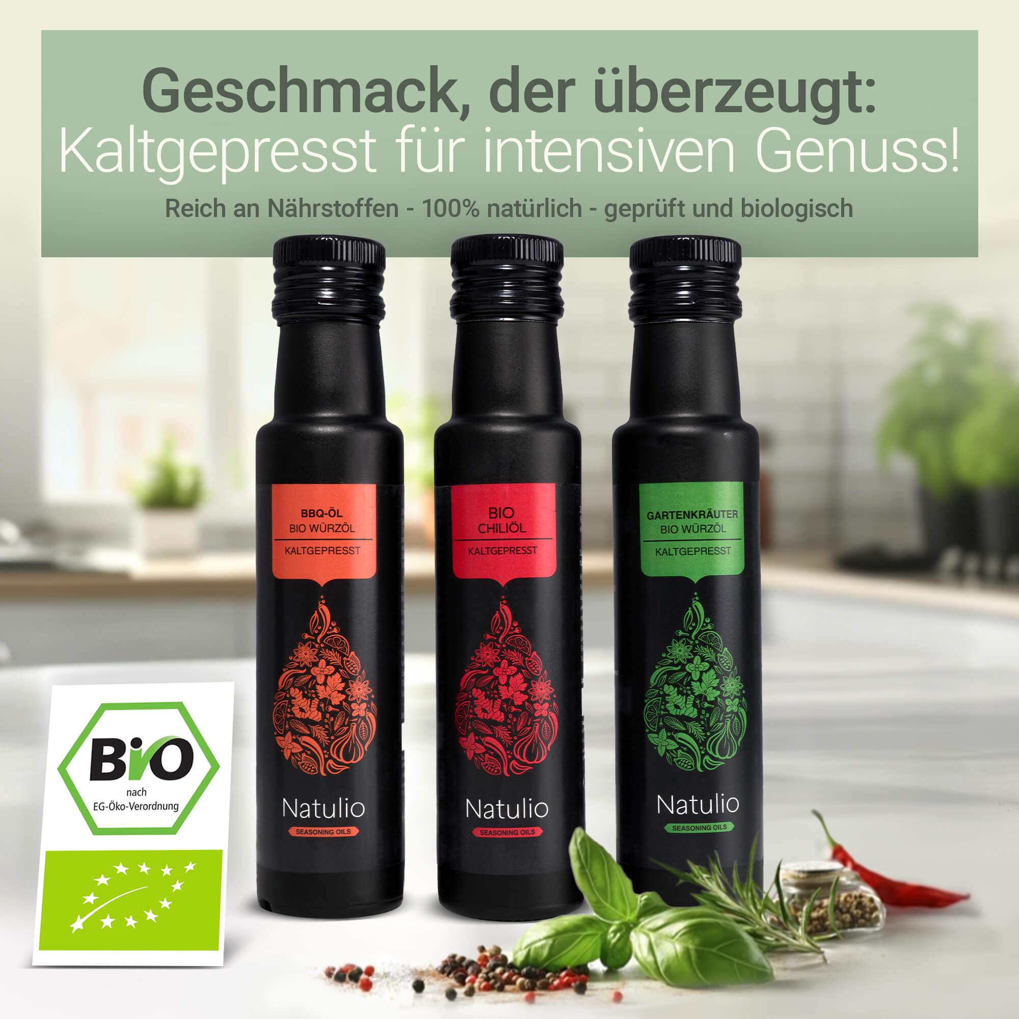 Geschenkset Gourmet Gewuerzöl Bio kaltgepresst